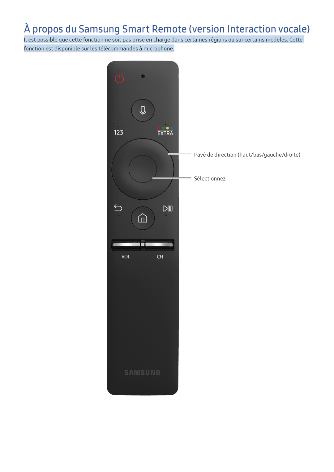 Samsung UE55KS9000TXZF, UE70KU6000KXZF, UE49KU6510UXZF manual Propos du Samsung Smart Remote version Interaction vocale 