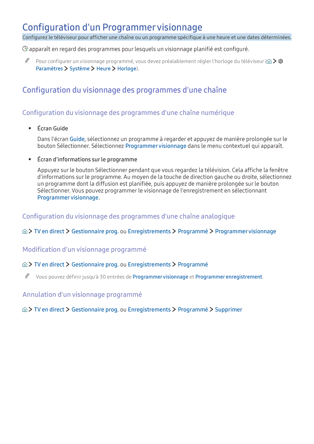 Samsung UE88KS9800TXZF Configuration dun Programmer visionnage, Configuration du visionnage des programmes dune chaîne 