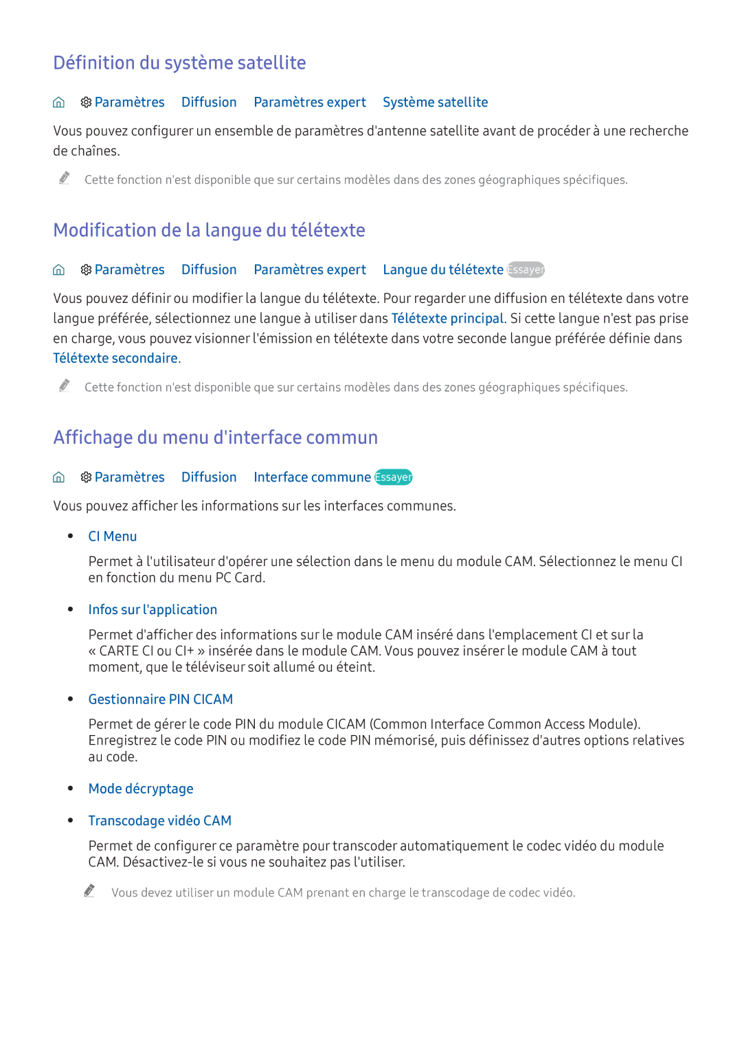 Samsung UE49KU6100KXZF, UE70KU6000KXZF manual Définition du système satellite, Modification de la langue du télétexte 