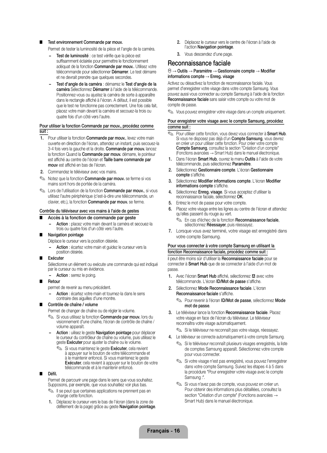 Samsung UE75ES9000SXZF manual Reconnaissance faciale 