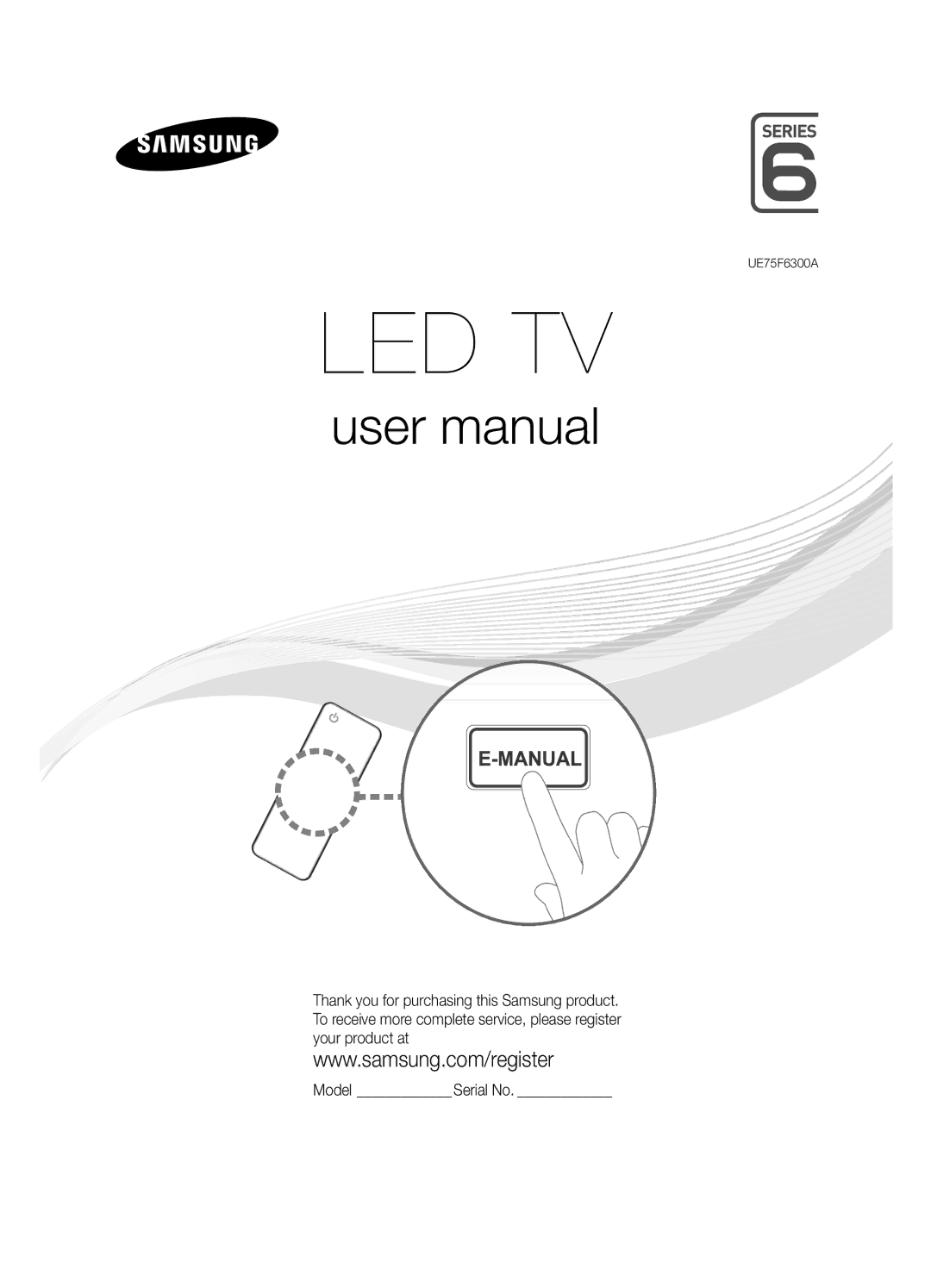 Samsung UE75F6300AKXRU manual Led Tv 