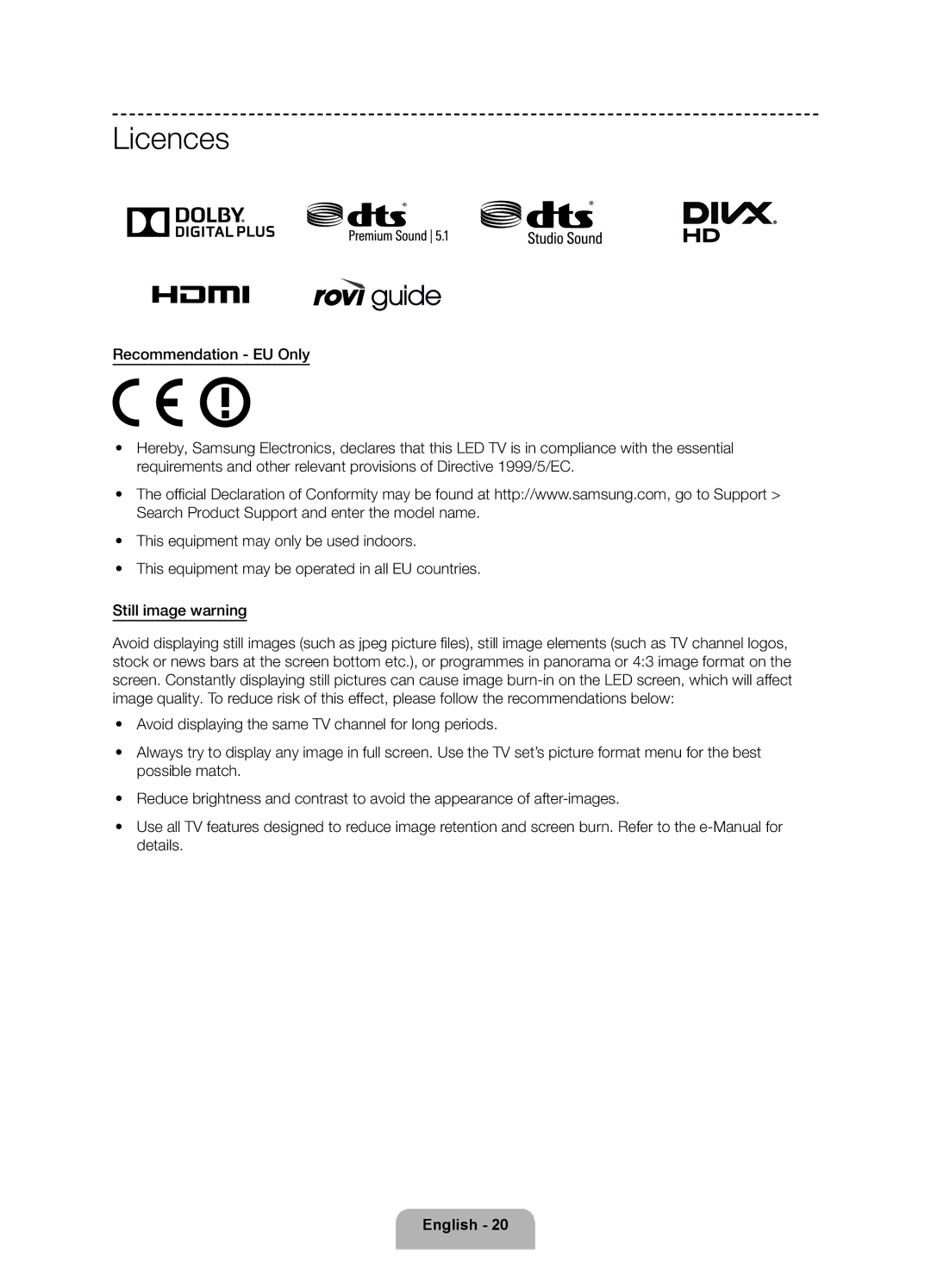 Samsung UE75F6300AKXRU manual Licences 