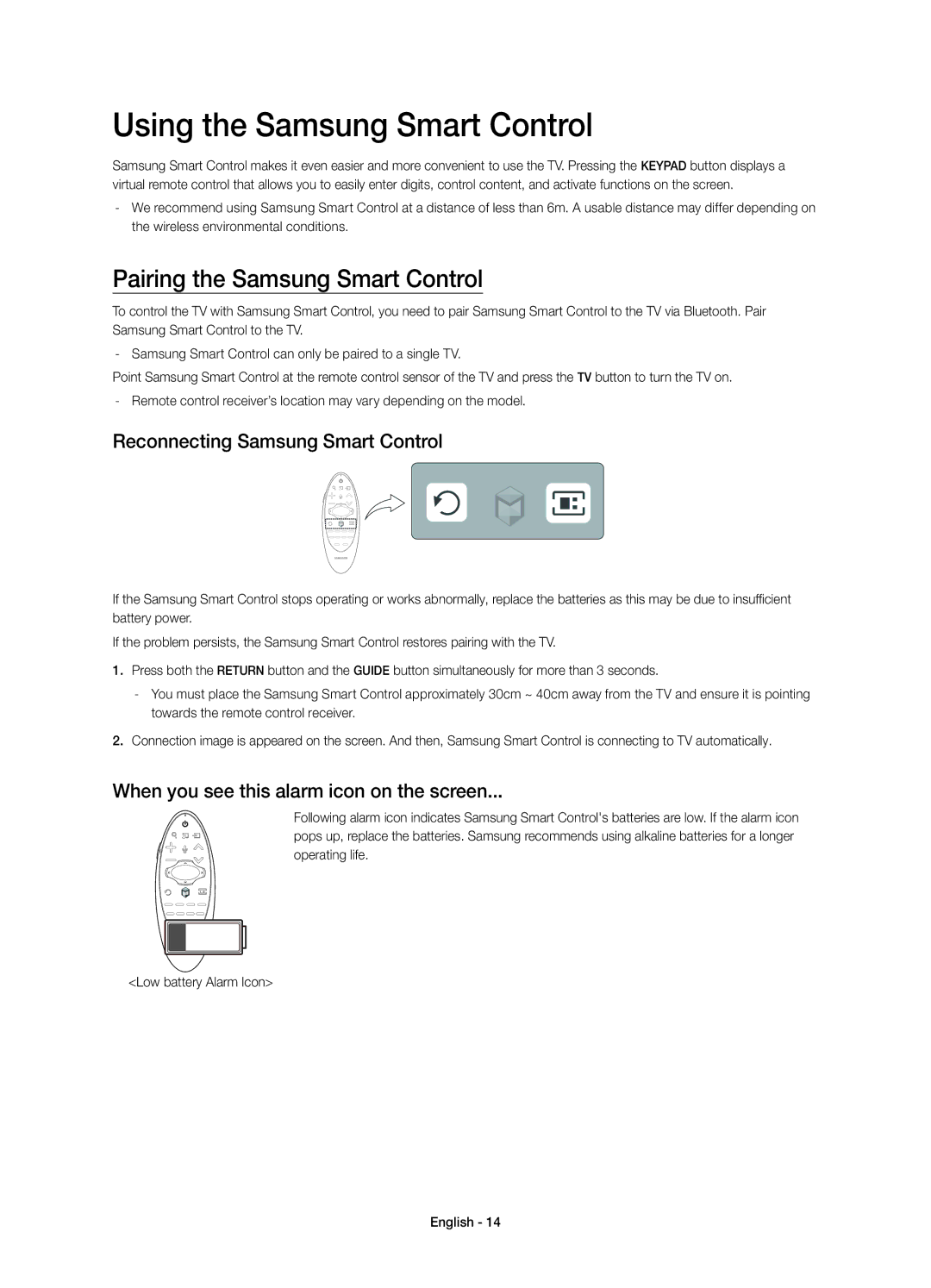 Samsung UE75H6470SSXZG, UE65H6470SSXZG, UE32H6470SSXZG Using the Samsung Smart Control, Pairing the Samsung Smart Control 