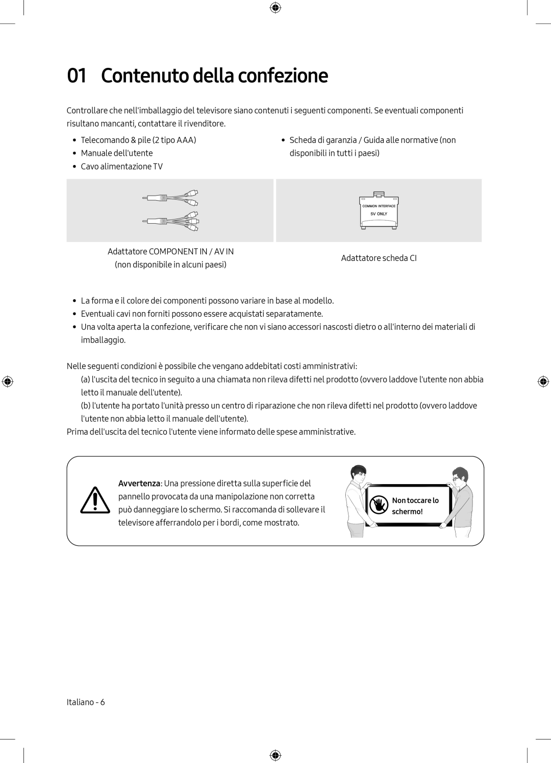 Samsung UE75MU6198UXZG manual Contenuto della confezione 