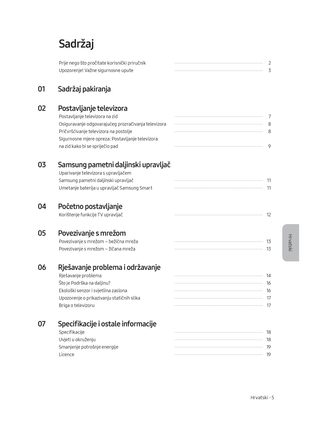 Samsung UE65MU8002TXXH, UE75MU8002TXXH, UE49MU8002TXXH, UE55MU8002TXXH manual Sadržaj 