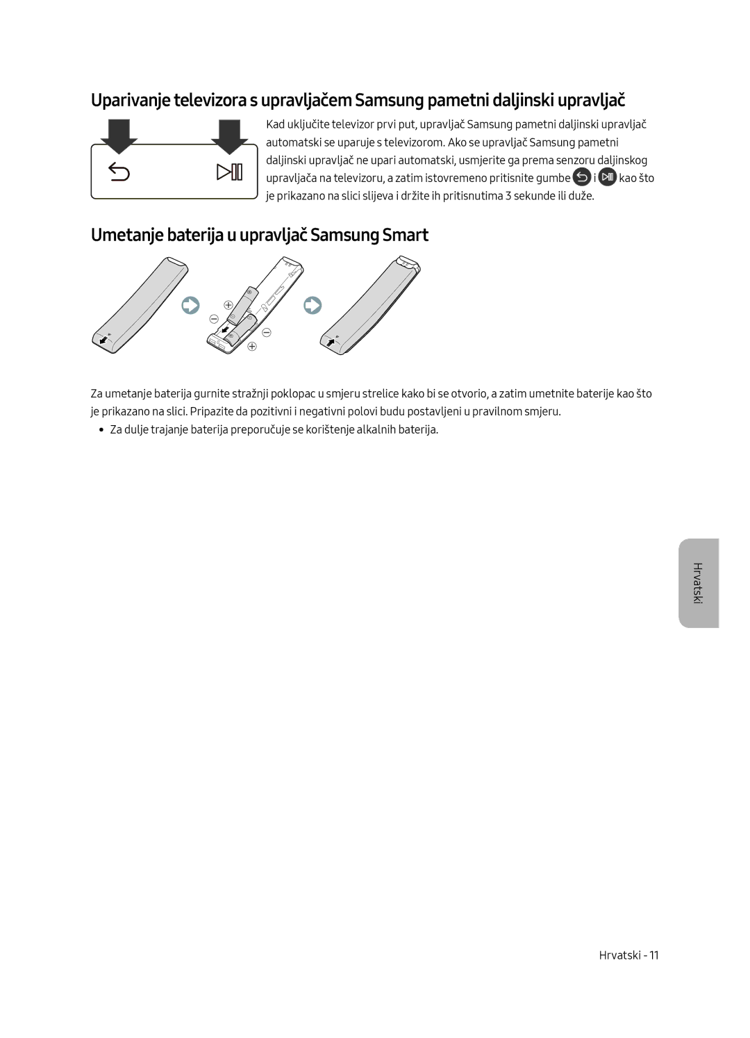 Samsung UE55MU8002TXXH, UE75MU8002TXXH, UE65MU8002TXXH, UE49MU8002TXXH manual Umetanje baterija u upravljač Samsung Smart 