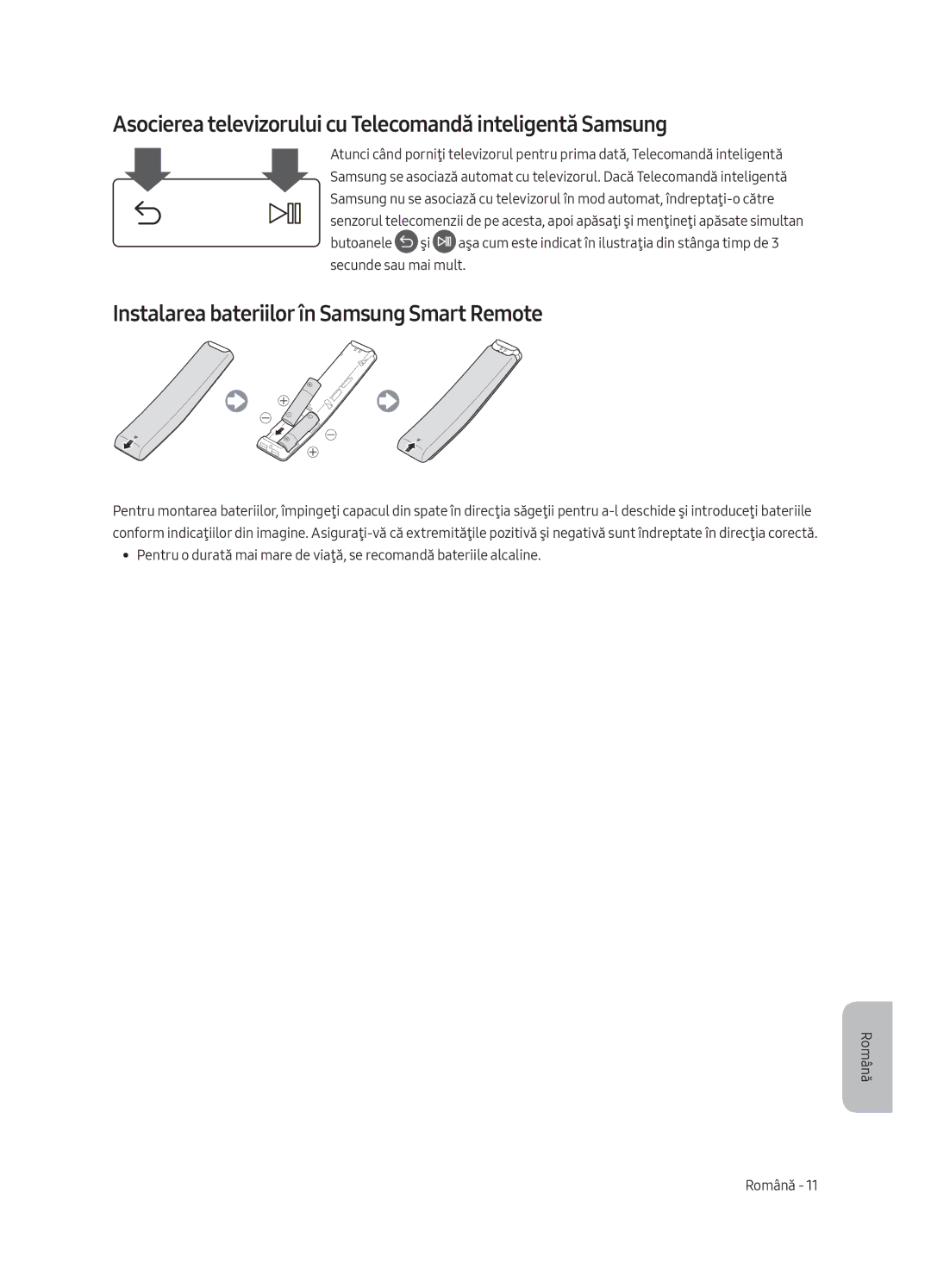 Samsung UE55MU8002TXXH, UE75MU8002TXXH, UE65MU8002TXXH manual Asocierea televizorului cu Telecomandă inteligentă Samsung 