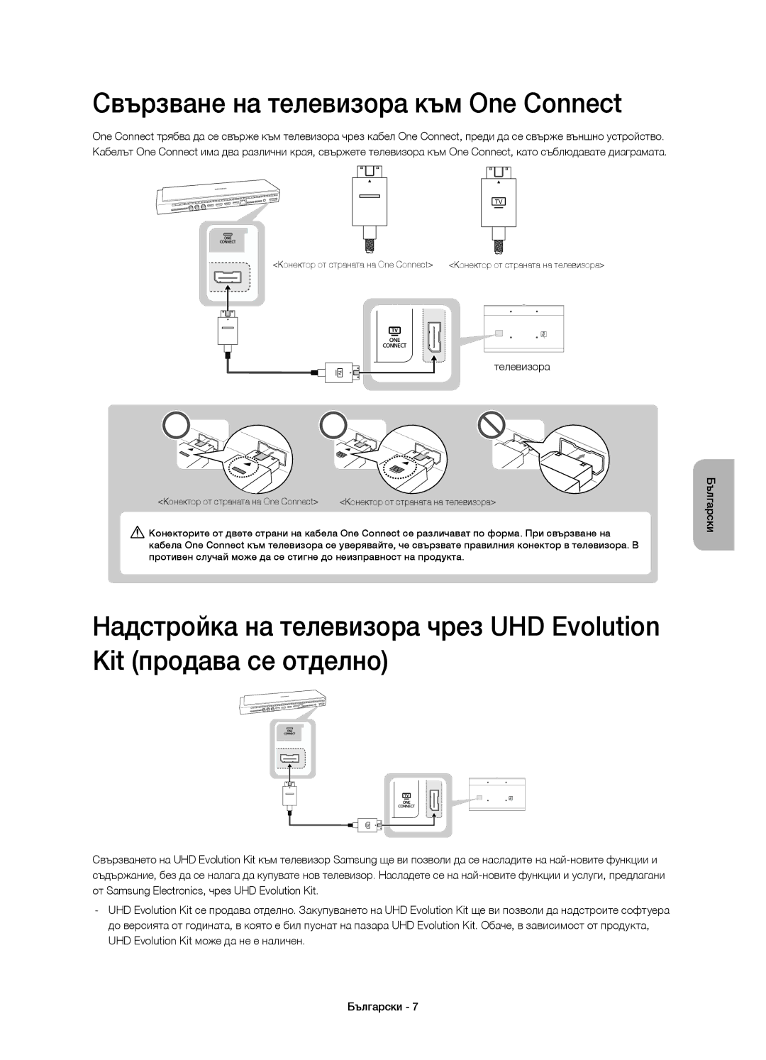 Samsung UE78HU8500LXZF, UE78HU8500LXXH, UE78HU8500LXXC, UE78HU8500TXXH manual Свързване на телевизора към One Connect 