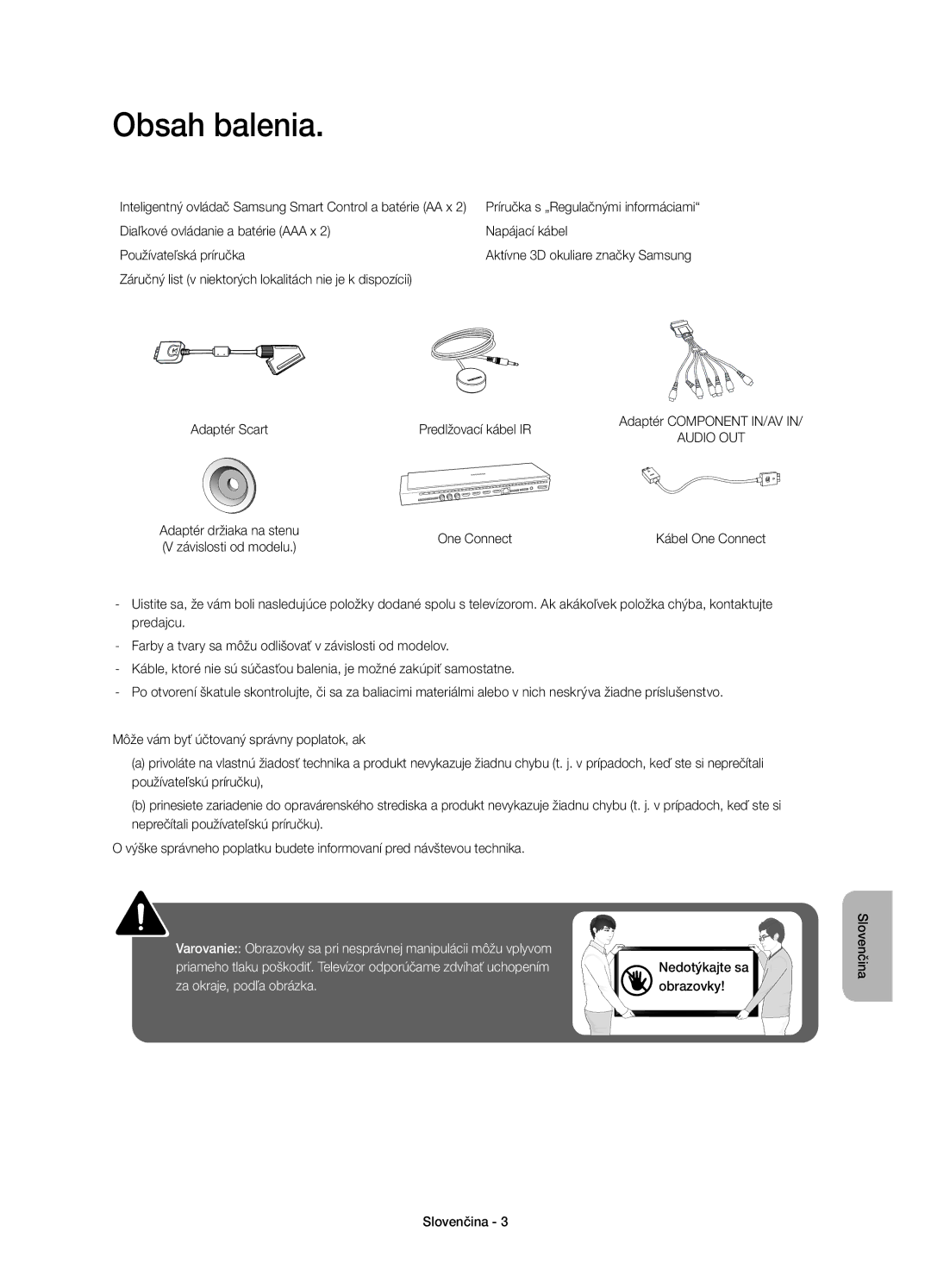 Samsung UE78HU8500TXXH, UE78HU8500LXXH, UE78HU8500LXZF, UE78HU8500LXXC, UE78HU8500LXXN manual Obsah balenia, One Connect 