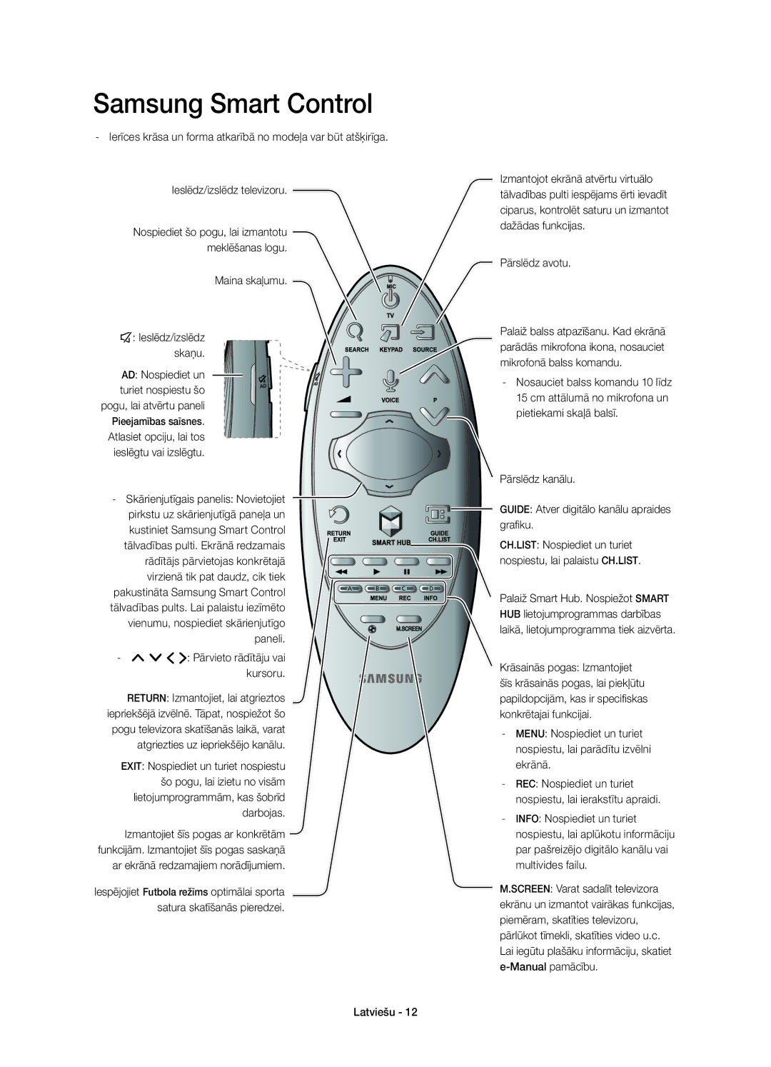 Samsung UE78HU8500LXXH, UE78HU8500LXZF manual Maina skaļumu ¢ Ieslēdz/izslēdz skaņu, Skārienjutīgais panelis Novietojiet 