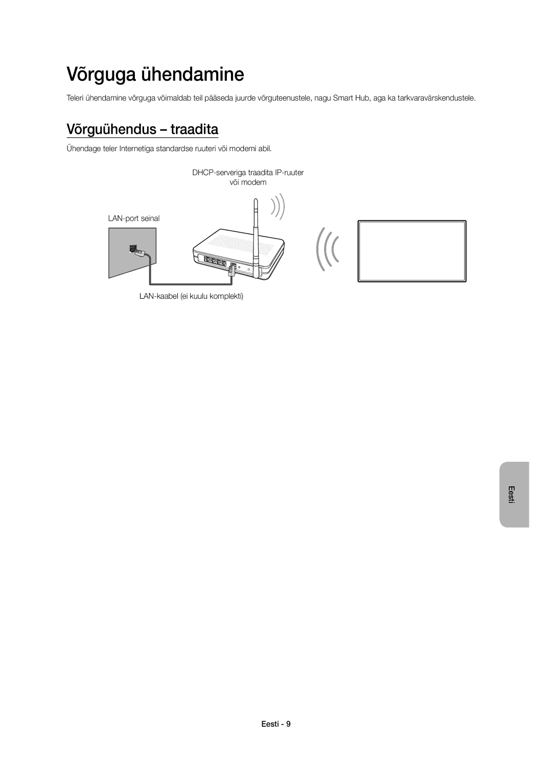 Samsung UE78HU8500TXXH, UE78HU8500LXXH, UE78HU8500LXZF, UE78HU8500LXXC manual Võrguga ühendamine, Võrguühendus traadita 