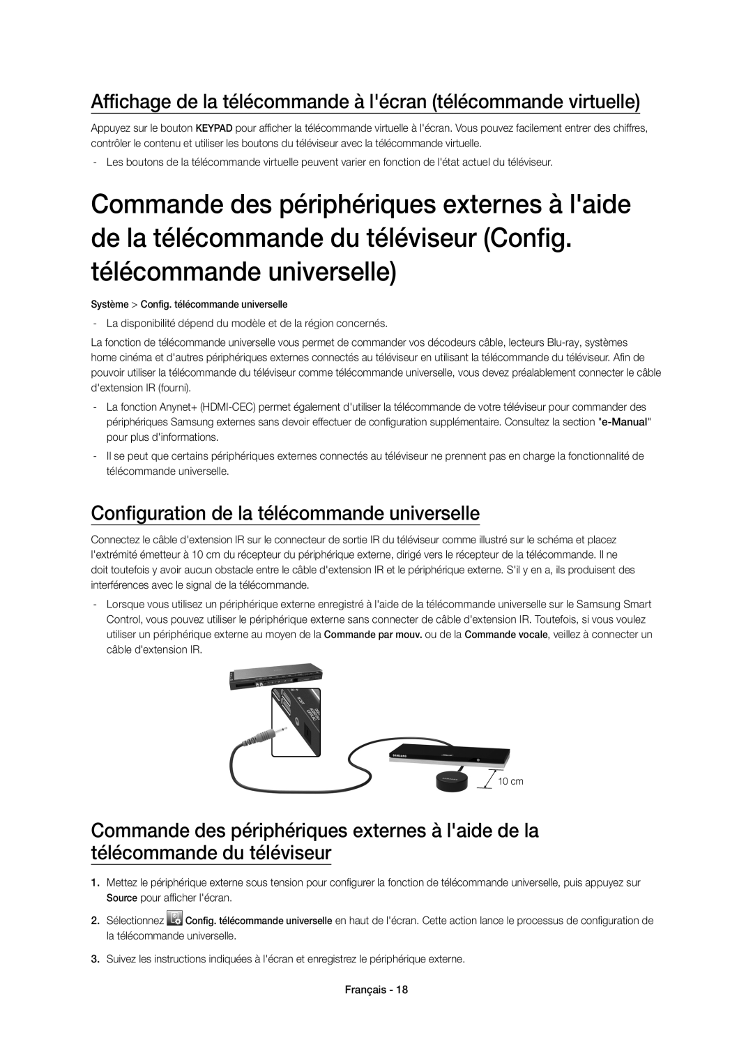 Samsung UE78HU8500LXZF manual Affichage de la télécommande à lécran télécommande virtuelle 