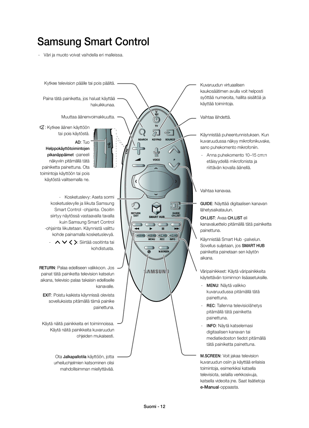 Samsung UE78HU8505QXXE manual Muuttaa äänenvoimakkuutta, AD Tuo, Kosketuslevy Aseta sormi 