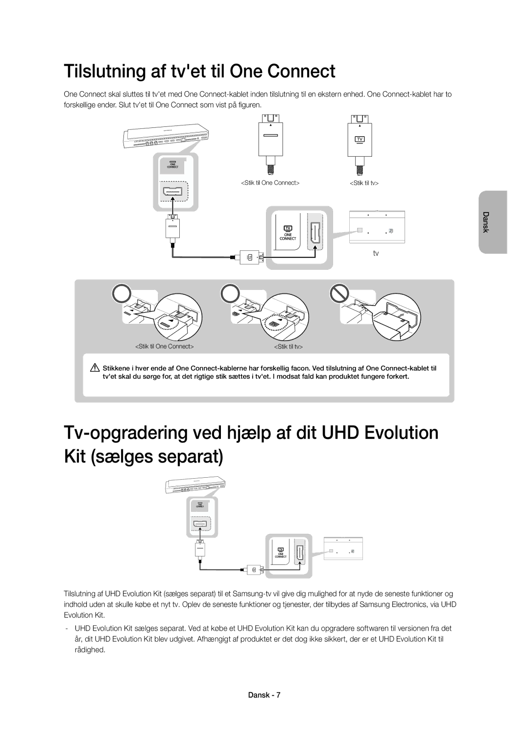 Samsung UE78HU8505QXXE manual Tilslutning af tvet til One Connect 