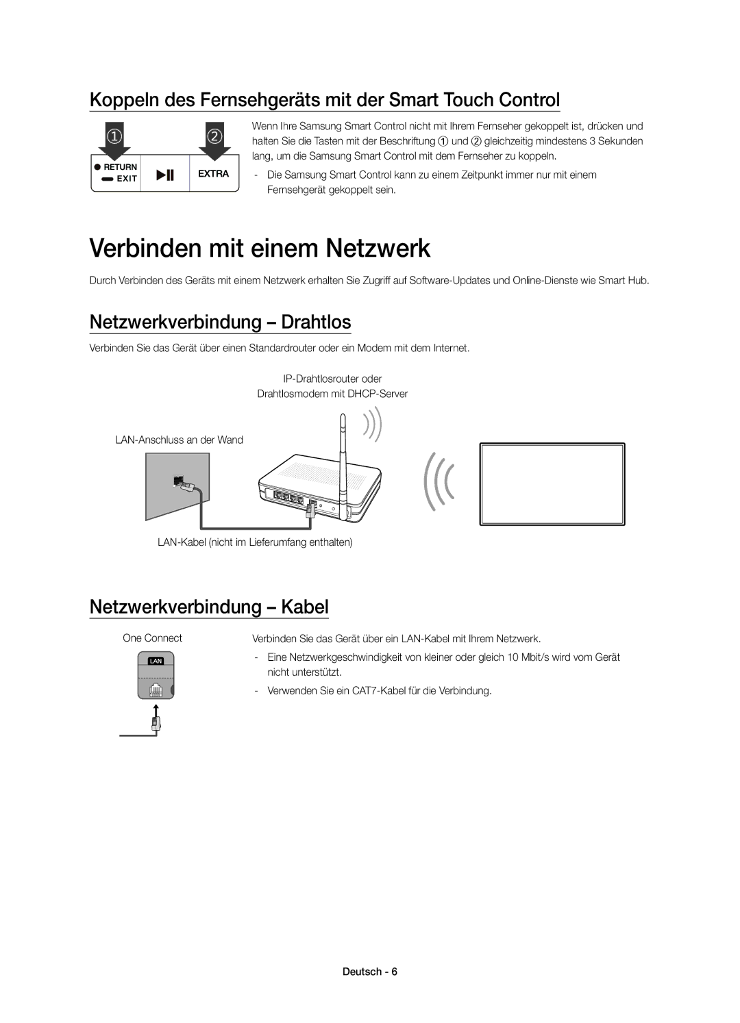 Samsung UE88JS9590QXZG, UE78JS9590QXZG Verbinden mit einem Netzwerk, Koppeln des Fernsehgeräts mit der Smart Touch Control 