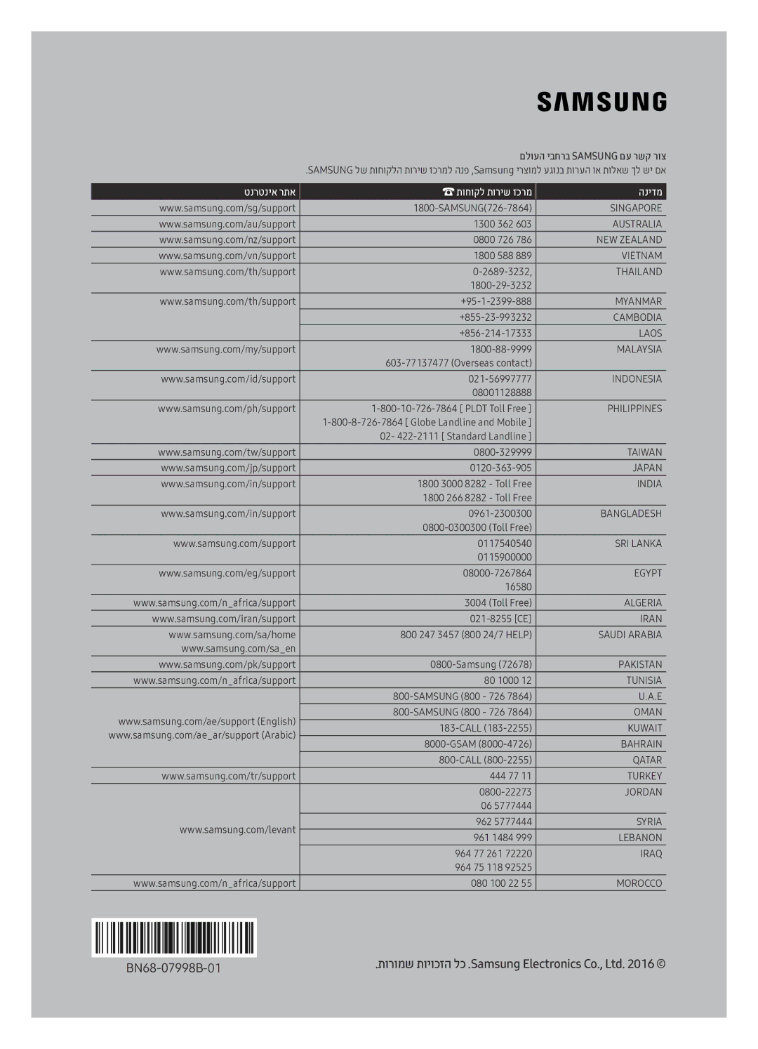 Samsung UE55KS9500TXSQ, UE78KS9500TXSQ, UE65KS9500TXSQ manual טנרטניא רתא תוחוקל תוריש זכרמ הנידמ 