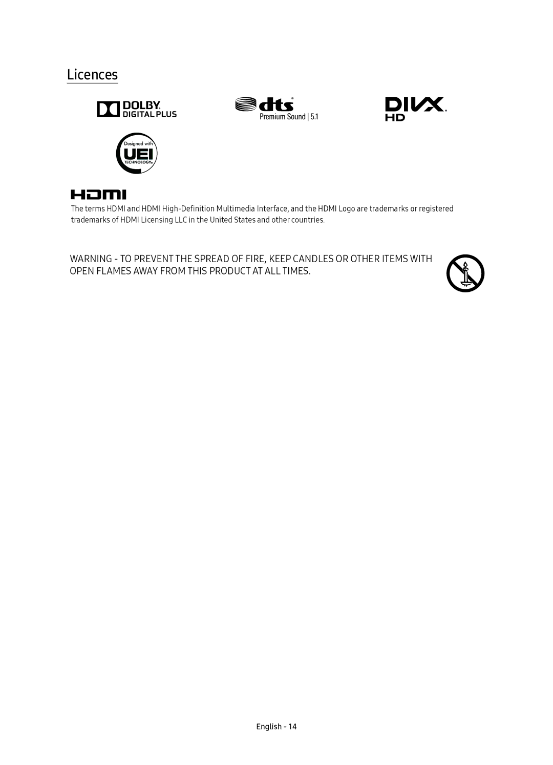 Samsung UE65KS9500TXSQ, UE78KS9500TXSQ, UE55KS9500TXSQ manual Licences 