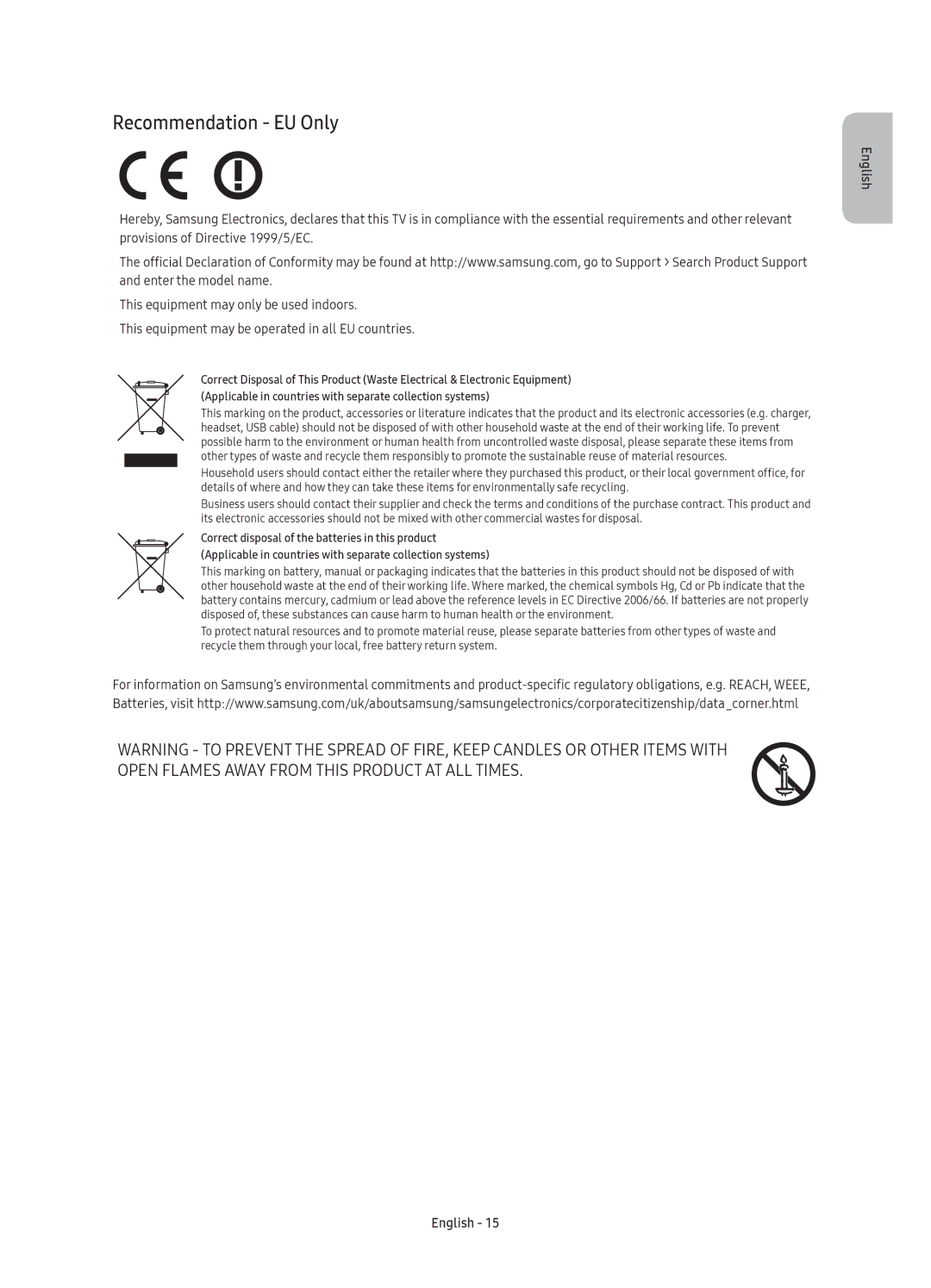 Samsung UE78KU6500UXXC manual Recommendation EU Only 