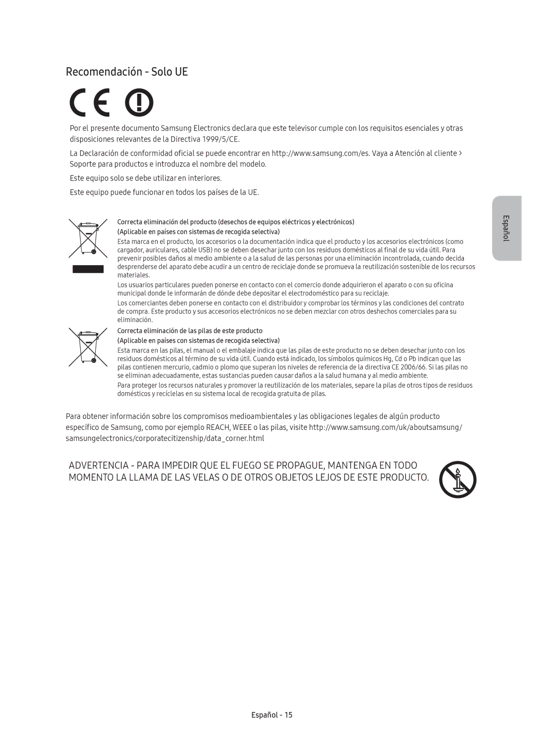 Samsung UE78KU6500UXXC manual Recomendación Solo UE 