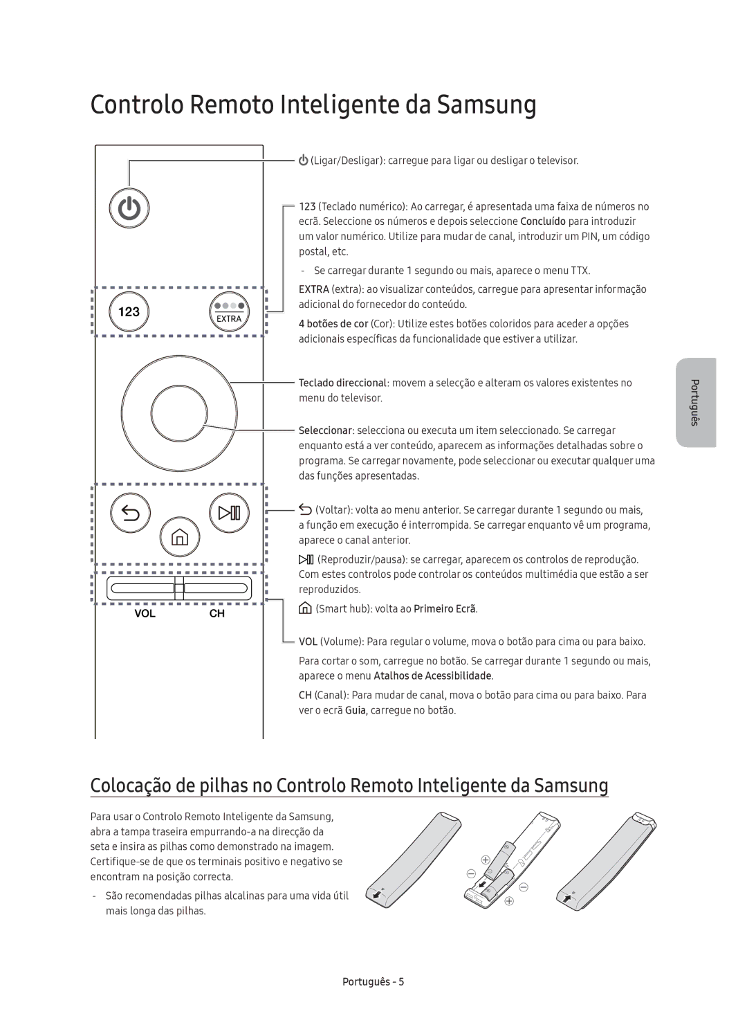 Samsung UE78KU6500UXXC manual Controlo Remoto Inteligente da Samsung 