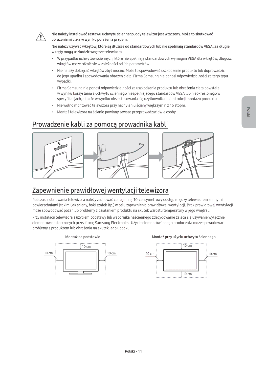 Samsung UE78KU6502UXXH, UE78KU6500SXXN, UE78KU6500SXXH manual Montaż na podstawie 