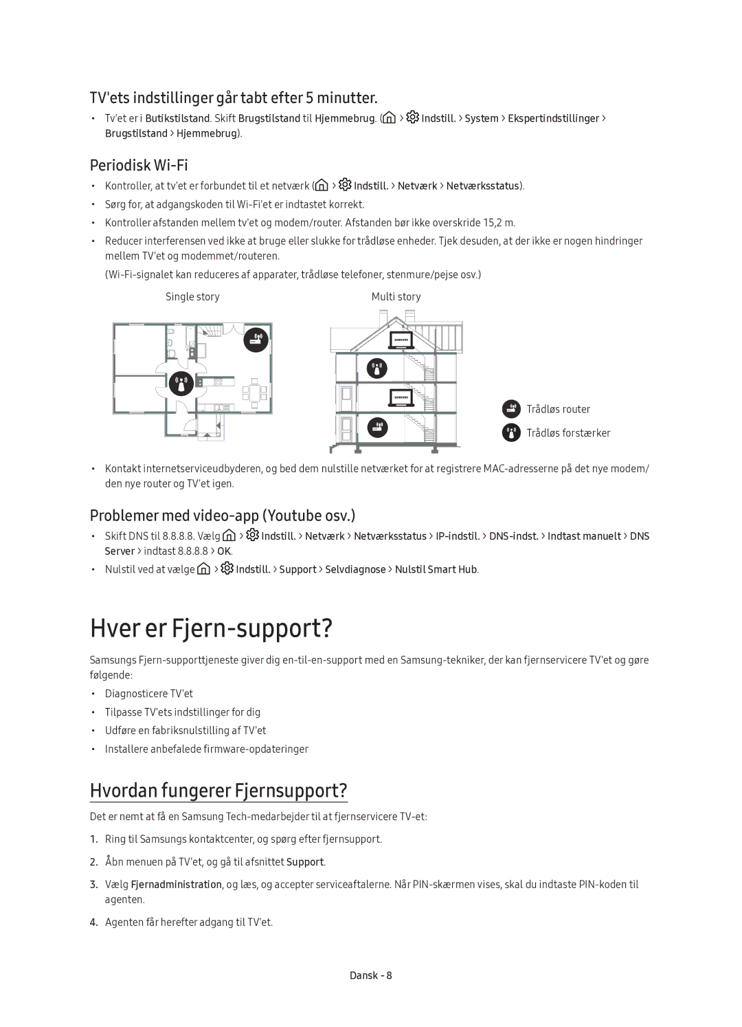 Samsung UE78KU6505UXXE manual Hver er Fjern-support?, Hvordan fungerer Fjernsupport?, Periodisk Wi-Fi 