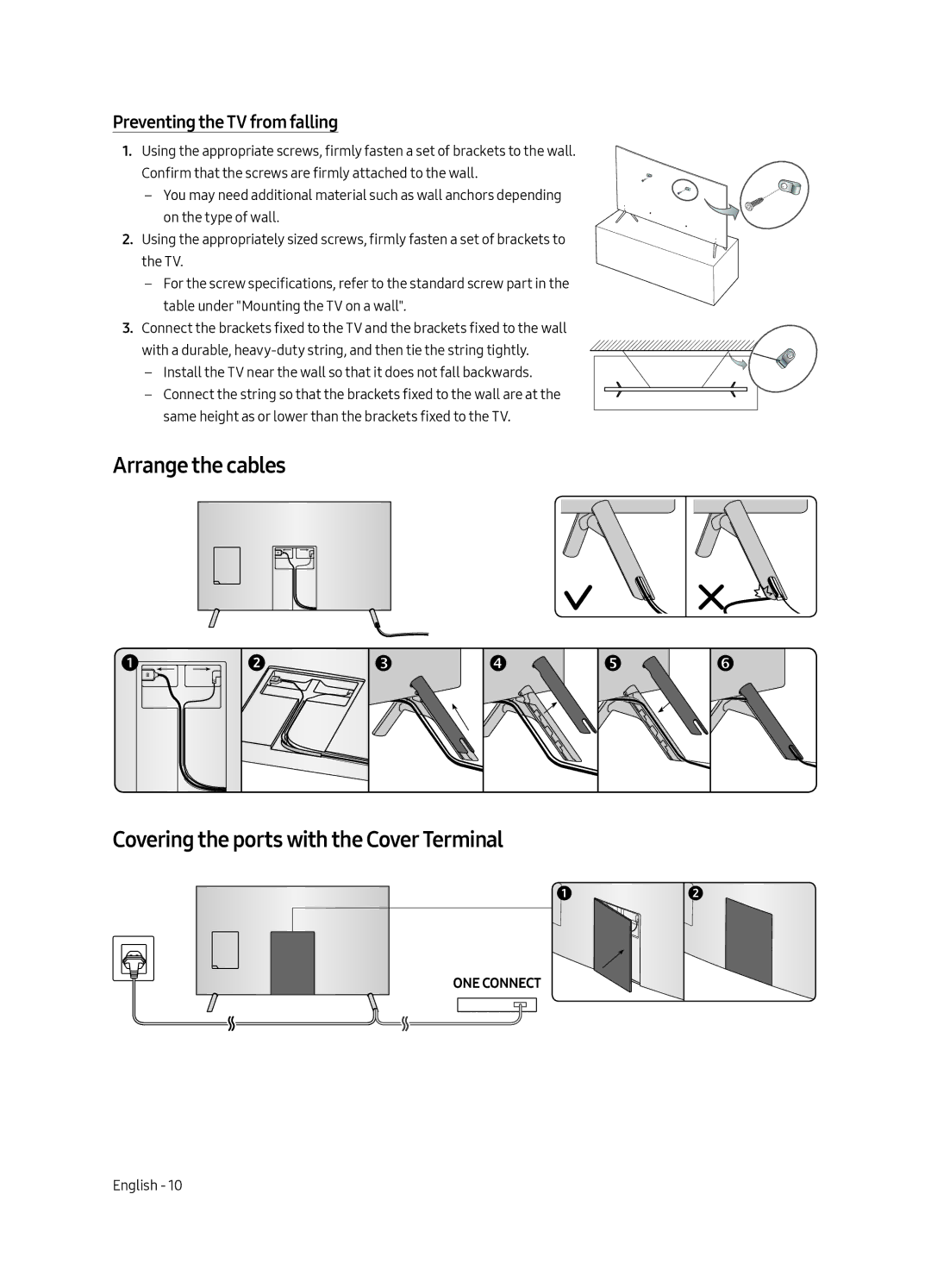 Samsung UE82MU7005TXXC, UE65MU7005TXXC, UE75MU7005TXXC, UE55MU7005TXXC, UE49MU7005TXXC manual Preventing the TV from falling 