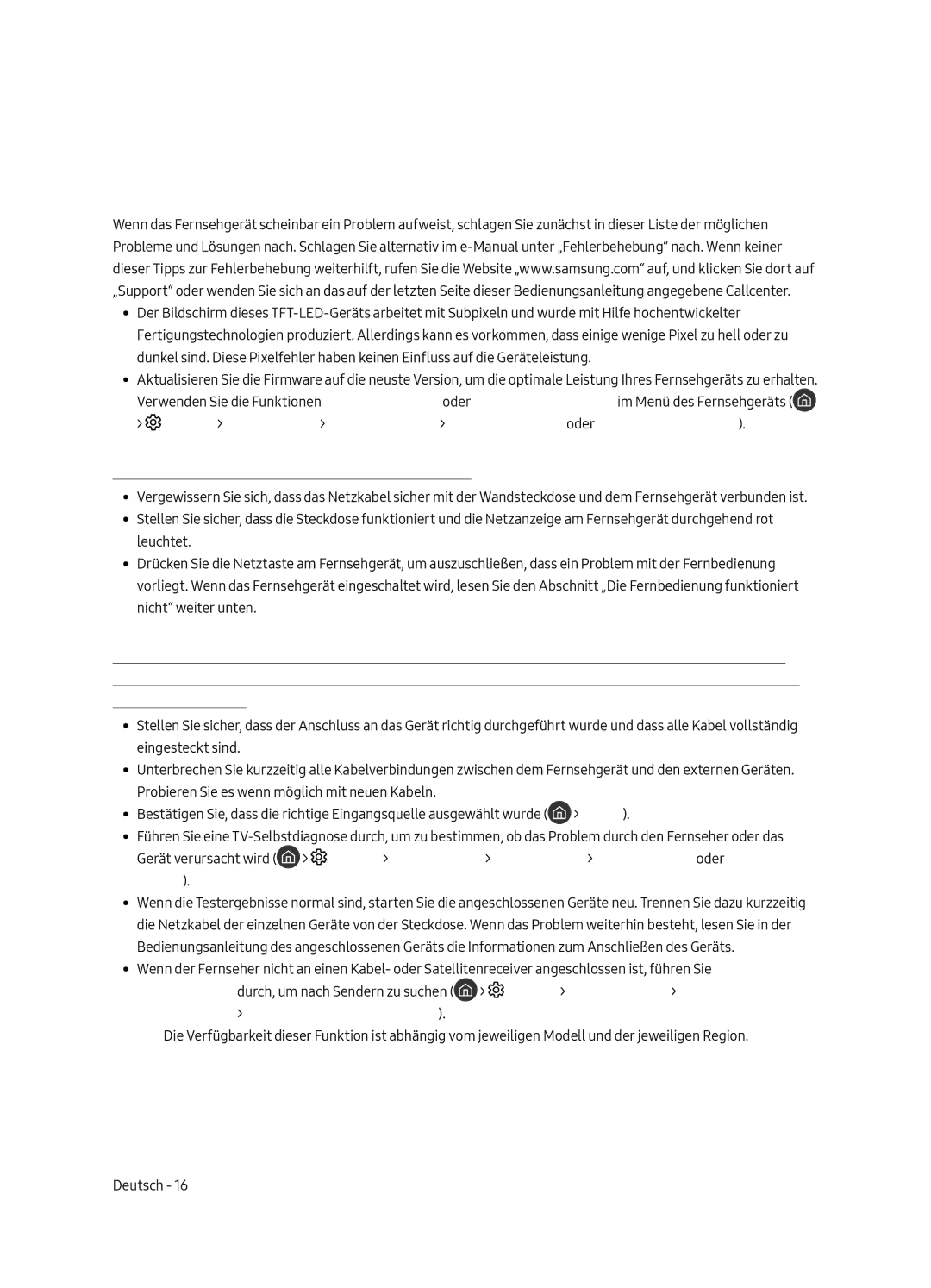 Samsung UE49MU7005TXXC, UE82MU7005TXXC manual Fehlerbehebung und Wartung, Der Fernseher kann nicht eingeschaltet werden 