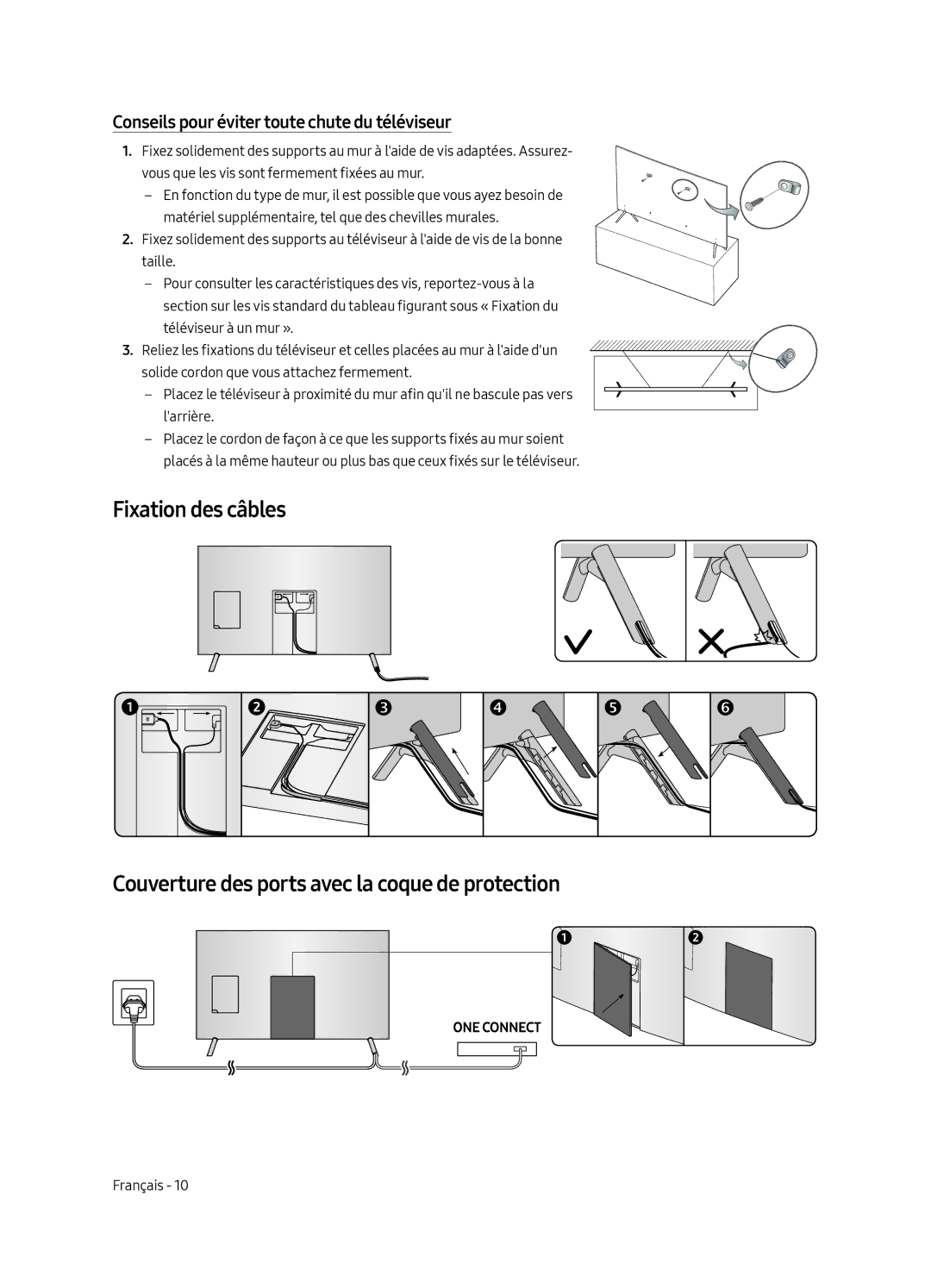 Samsung UE75MU7005TXXC, UE82MU7005TXXC, UE65MU7005TXXC, UE55MU7005TXXC manual Conseils pour éviter toute chute du téléviseur 