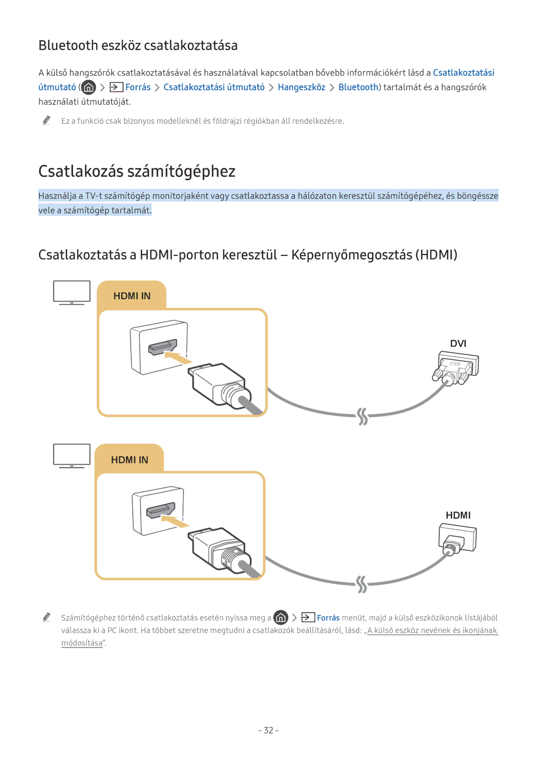 Samsung UE75NU7175UXXC, UE82NU8009TXZG, UE65NU8509TXZG manual Csatlakozás számítógéphez, Bluetooth eszköz csatlakoztatása 