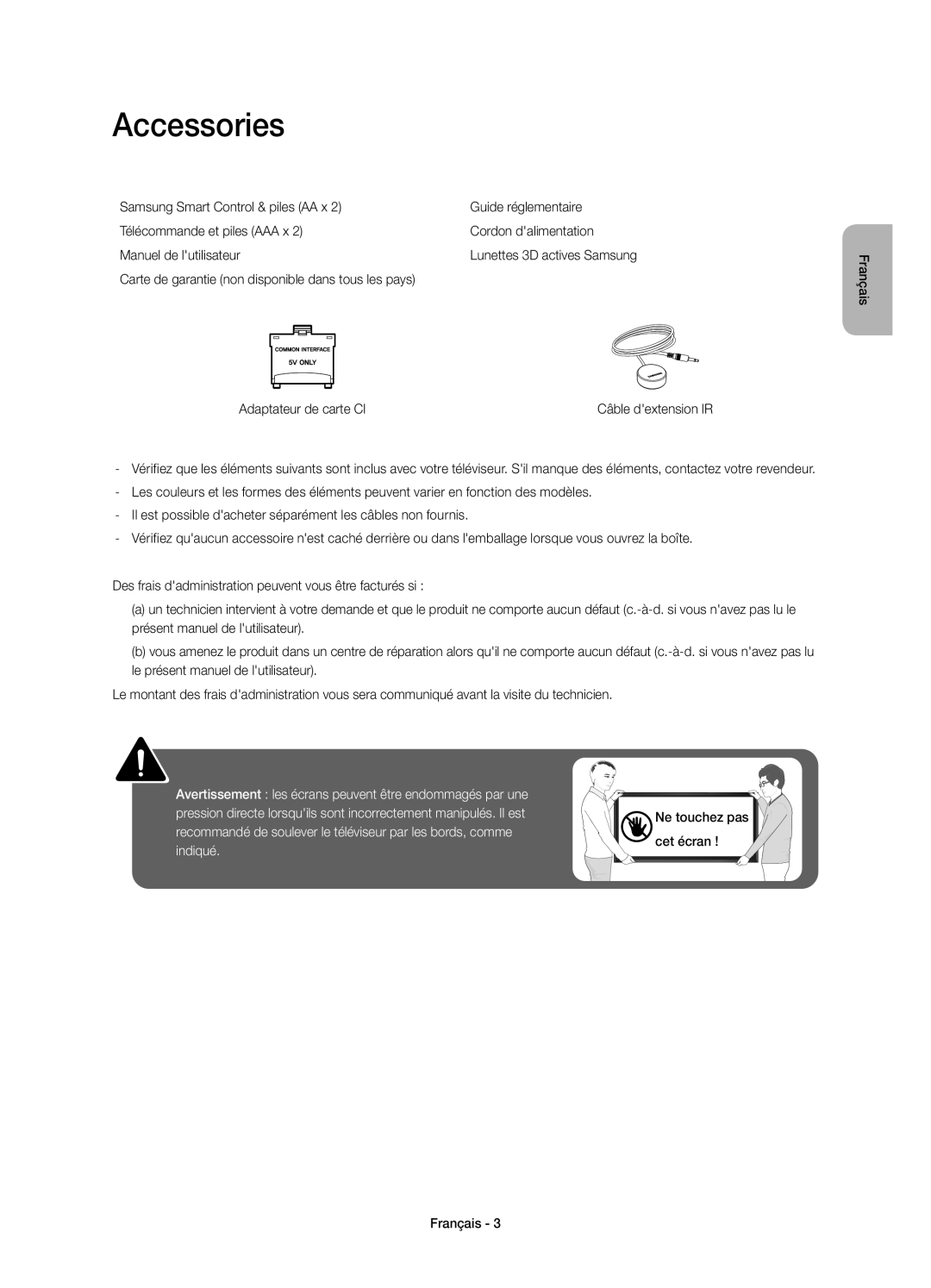 Samsung UE85HU7500LXXC manual Accessories 