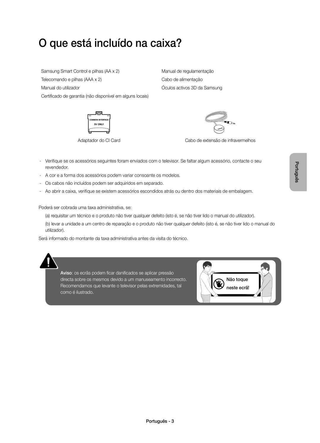 Samsung UE85HU7500LXXC manual Que está incluído na caixa? 