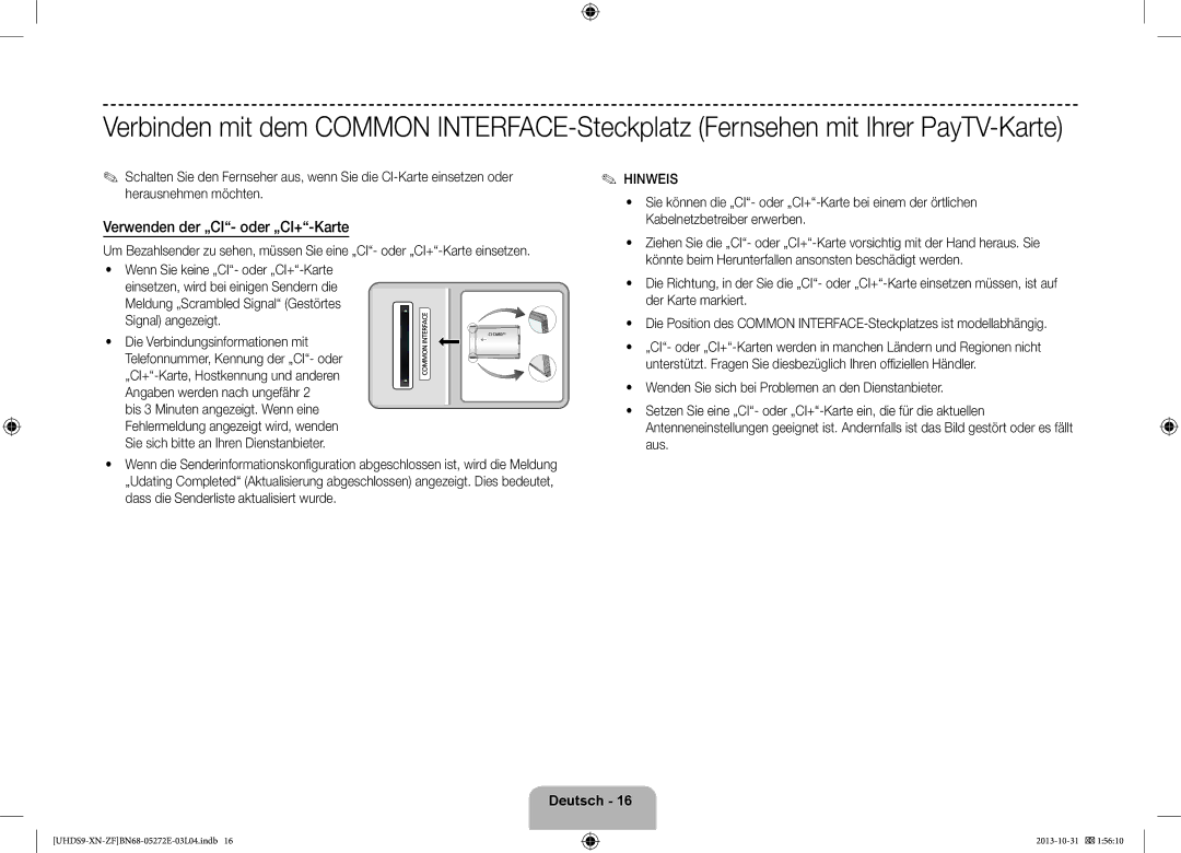 Samsung UE85S9SLXZF manual Verwenden der „CI- oder „CI+-Karte, Signal angezeigt 