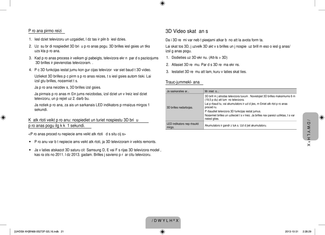 Samsung UE85S9STXXH manual 3D Video skatīšanās, Pārošana pirmo reizi, Traucējummeklēšana 