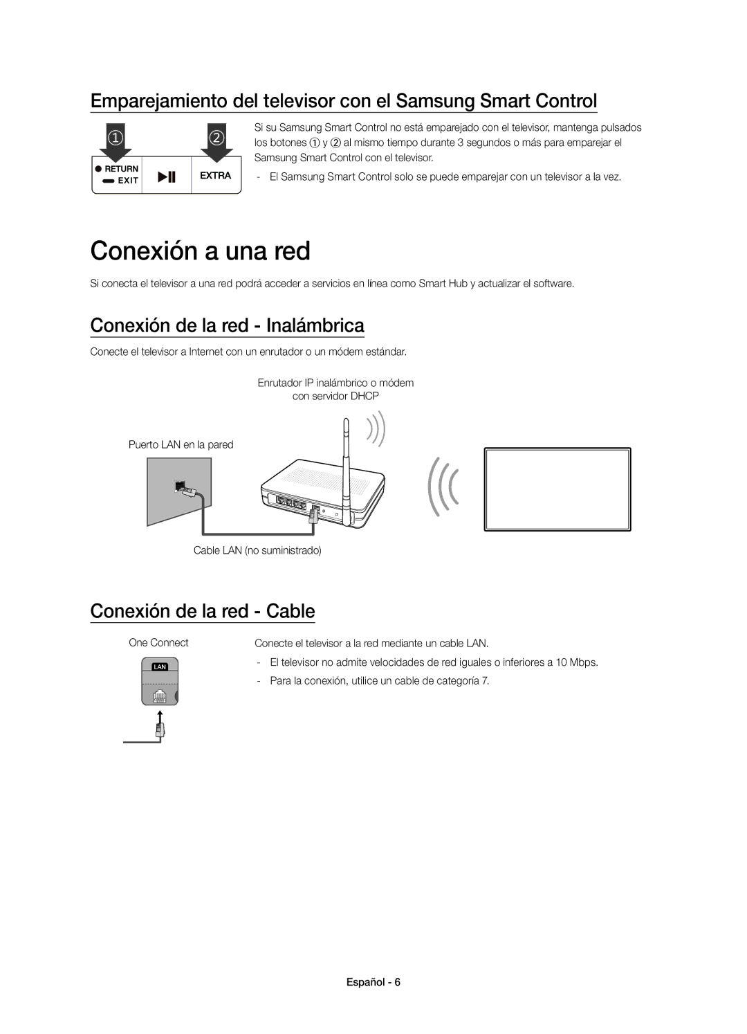 Samsung UE88JS9500TXXU, UE88JS9500TXZF manual Conexión a una red, Emparejamiento del televisor con el Samsung Smart Control 