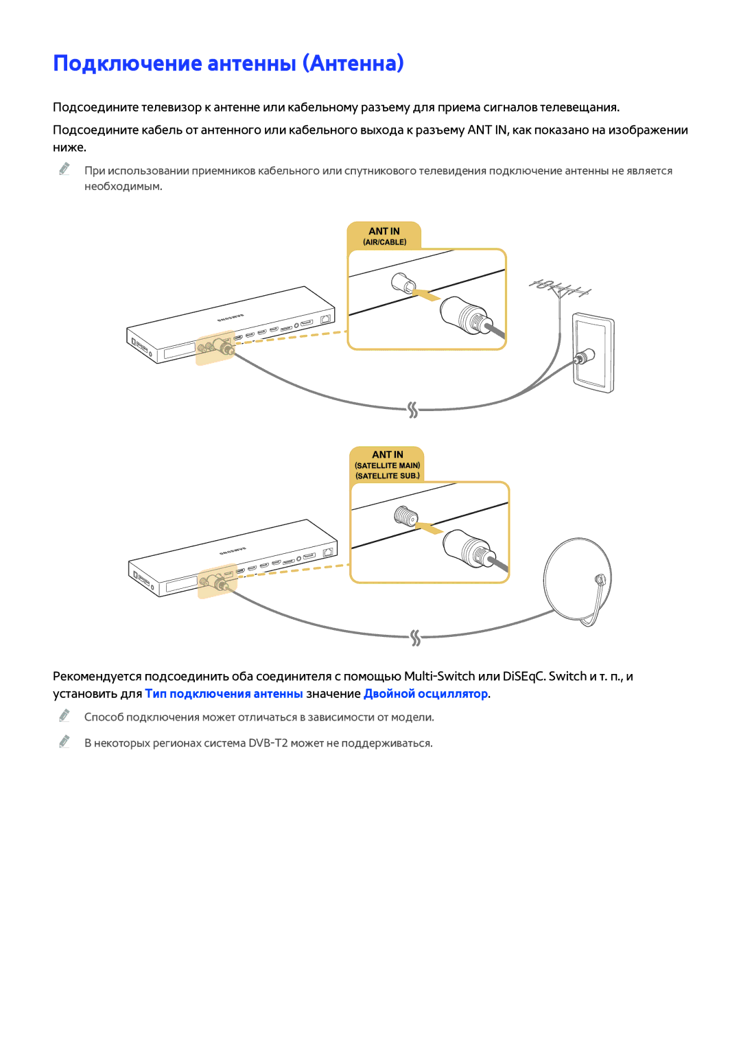 Samsung UE55JS9002TXXH, UE88JS9502TXXH, UE48JS9002TXXH, UE65JS9502TXXH, UE65JS9002TXXH manual Подключение антенны Антенна 