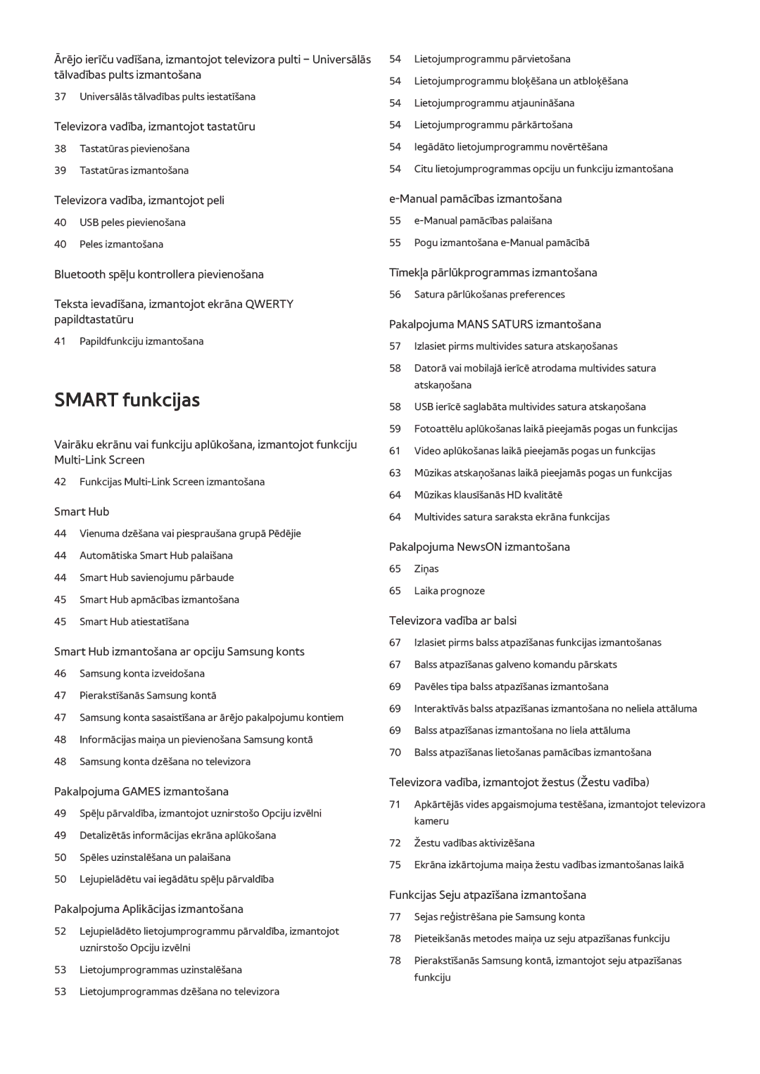 Samsung UE55JS9002TXXH, UE88JS9502TXXH, UE48JS9002TXXH, UE65JS9502TXXH, UE65JS9002TXXH, UE78JS9502TXXH manual Smart funkcijas 