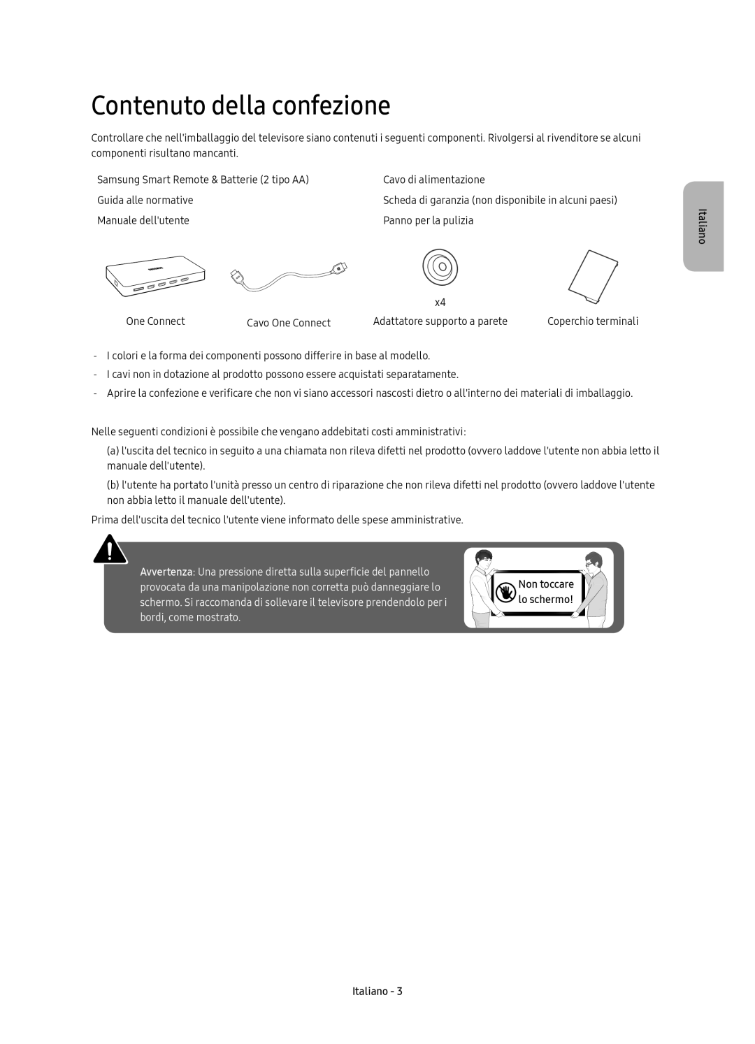 Samsung UE88KS9800TXXC, UE88KS9800TXZF, UE88KS9800TXZT, UE65KS9500TXZT, UE78KS9500TXZT manual Contenuto della confezione 