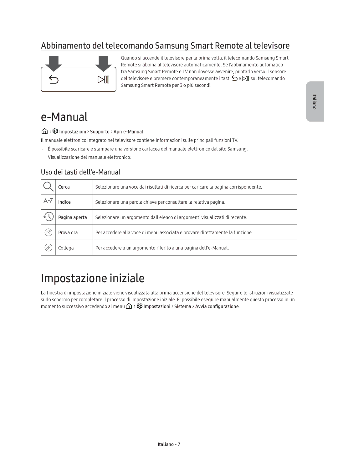 Samsung UE88KS9800TXSQ, UE88KS9800TXZF, UE88KS9800TXZT, UE65KS9500TXZT Impostazione iniziale, Uso dei tasti delle-Manual 