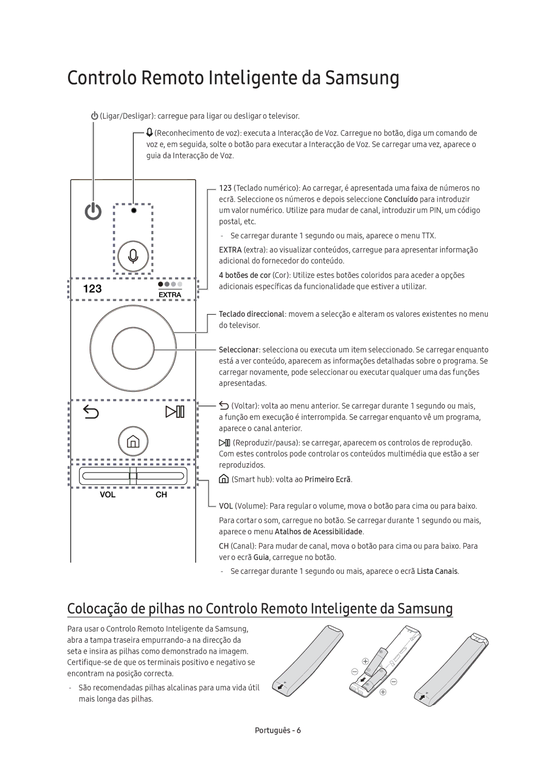 Samsung UE65KS9500TXXU, UE88KS9800TXZF, UE88KS9800TXZT, UE65KS9500TXZT, UE78KS9500TXZT Controlo Remoto Inteligente da Samsung 