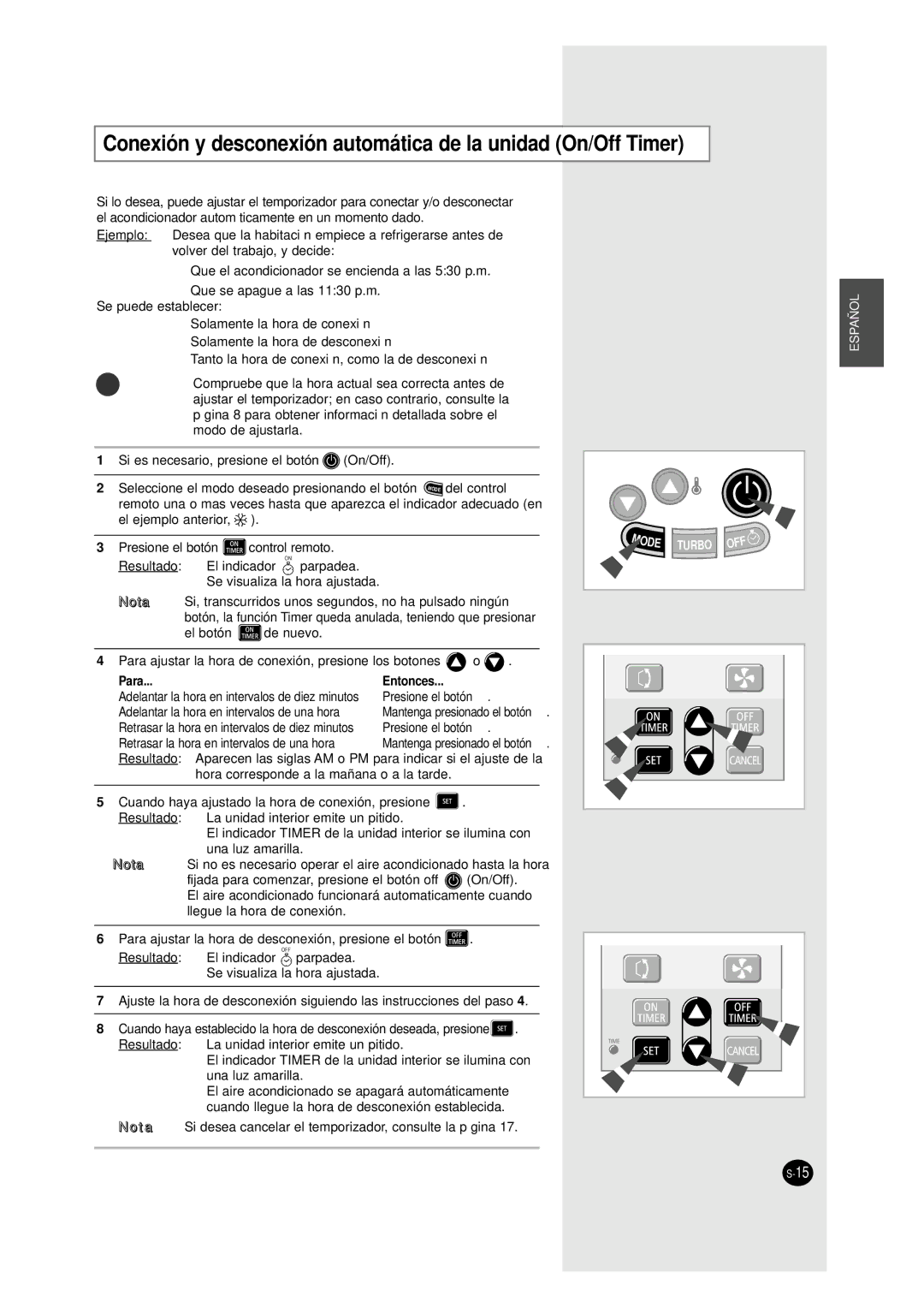 Samsung UM26A1C2, UM27A1C3, UM18A1C2, AM27A1C13 Compruebe que la hora actual sea correcta antes de, Modo de ajustarla 