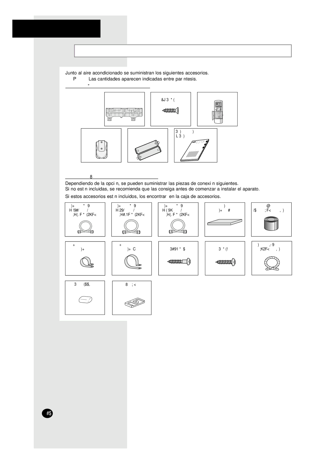 Samsung UM18A1C2, UM27A1C3, UM26A1C2, AM27A1C13 Aire Acondicionado y Accesorios, Accesorios de la caja de la unidad interior 