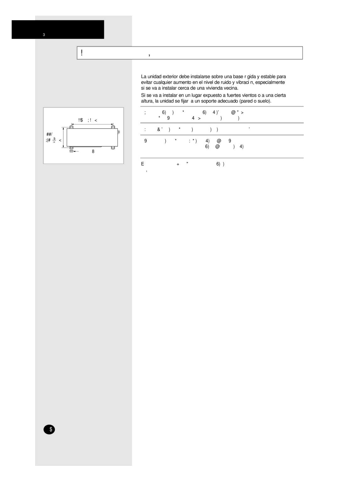 Samsung AM26A1C13, UM27A1C3, UM26A1C2, UM18A1C2, AM27A1C13, AM27A1C07, AM18A1C09 Colocación de la Unidad en su Sitio 