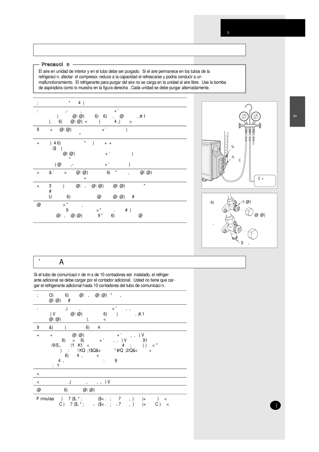 Samsung AM18A1C09, UM27A1C3, UM26A1C2, UM18A1C2, AM27A1C13, AM27A1C07, AM26A1C13 El purgar del aire, Repuesio refrigerante 