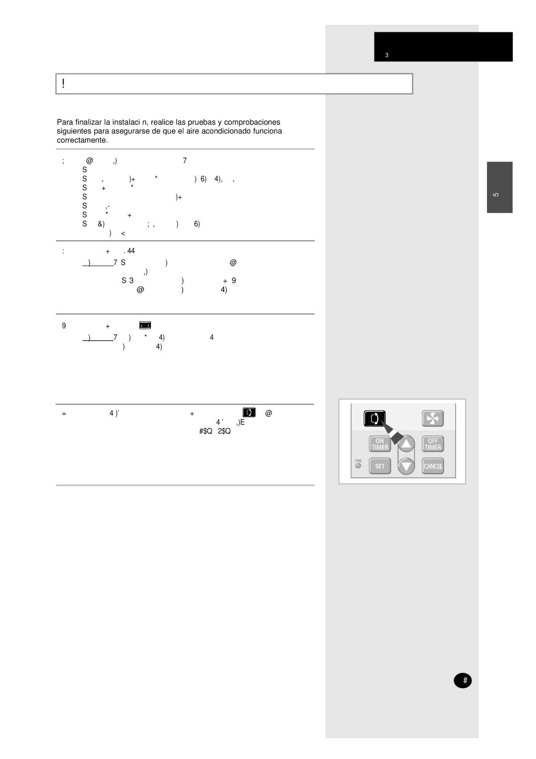 Samsung UM26A1C2, UM27A1C3, UM18A1C2, AM27A1C13, AM27A1C07, AM26A1C13, AM18A1C09 installation manual Comprobación y Pruebas 