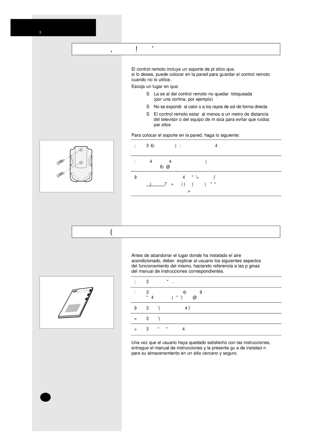 Samsung UM18A1C2, UM27A1C3 Instalación del Soporte del Control Remoto, Instrucciones de Funcionamiento para el Usuario 