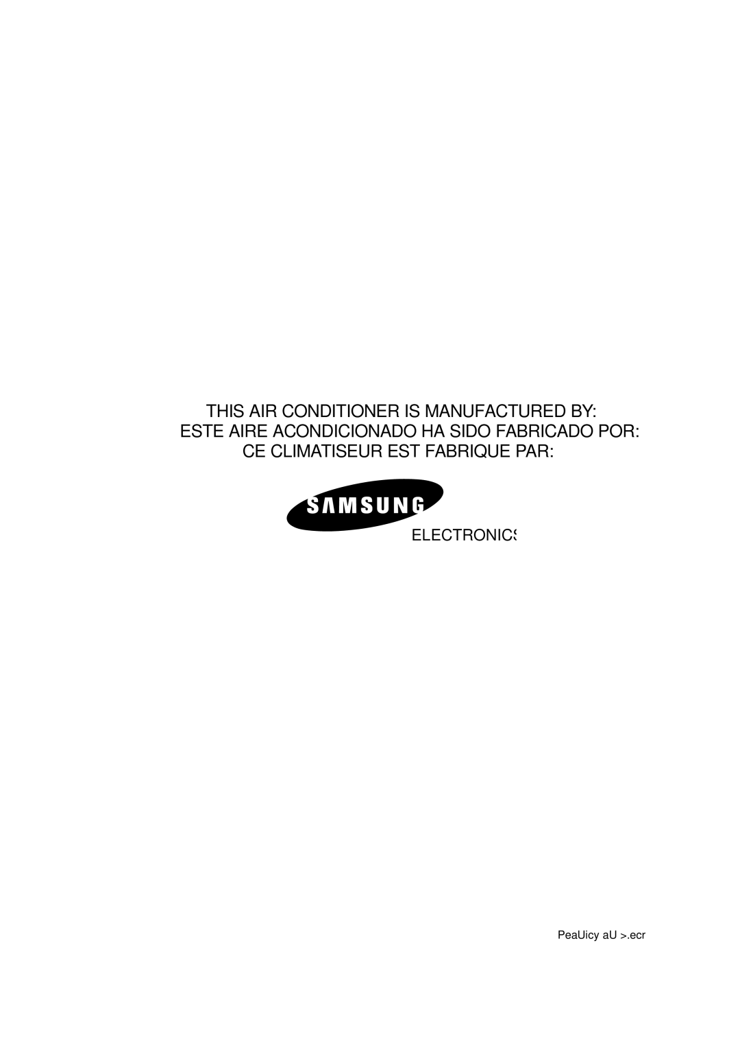 Samsung AM27A1C07, UM27A1C3, UM26A1C2, UM18A1C2, AM27A1C13, AM26A1C13, AM18A1C09 installation manual Electronics 