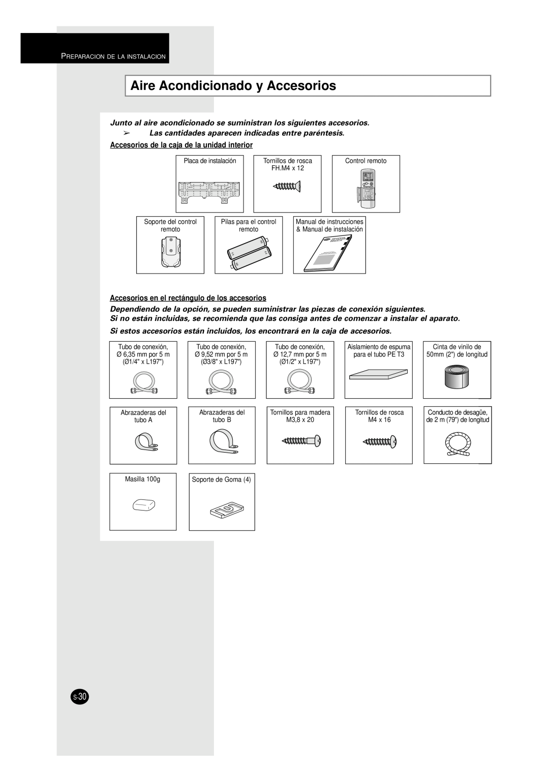 Samsung UM18A1C2, UM27A1C3, UM26A1C2, AM27A1C13 Aire Acondicionado y Accesorios, Accesorios de la caja de la unidad interior 
