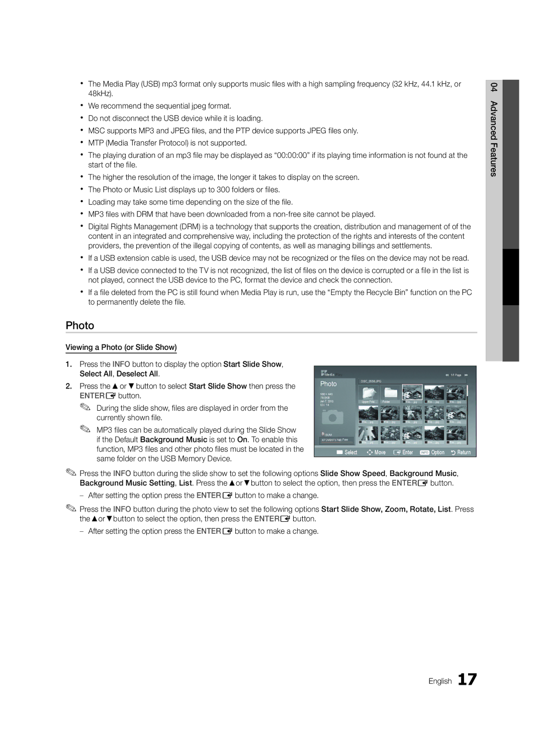 Samsung UN22D5003, UN19D4003 user manual Photo, Currently shown file 