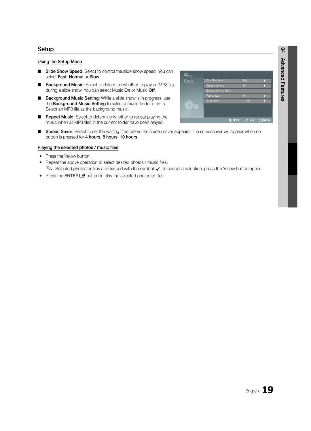 Samsung UN22D5003, UN19D4003 user manual Setup 